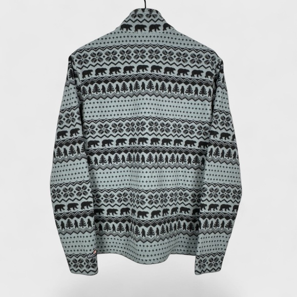 Chubbies Mens Small Gray Black Nordic Bear Hug Fleece 1/4 Zip Pullover Sweater - Picture 3 of 9